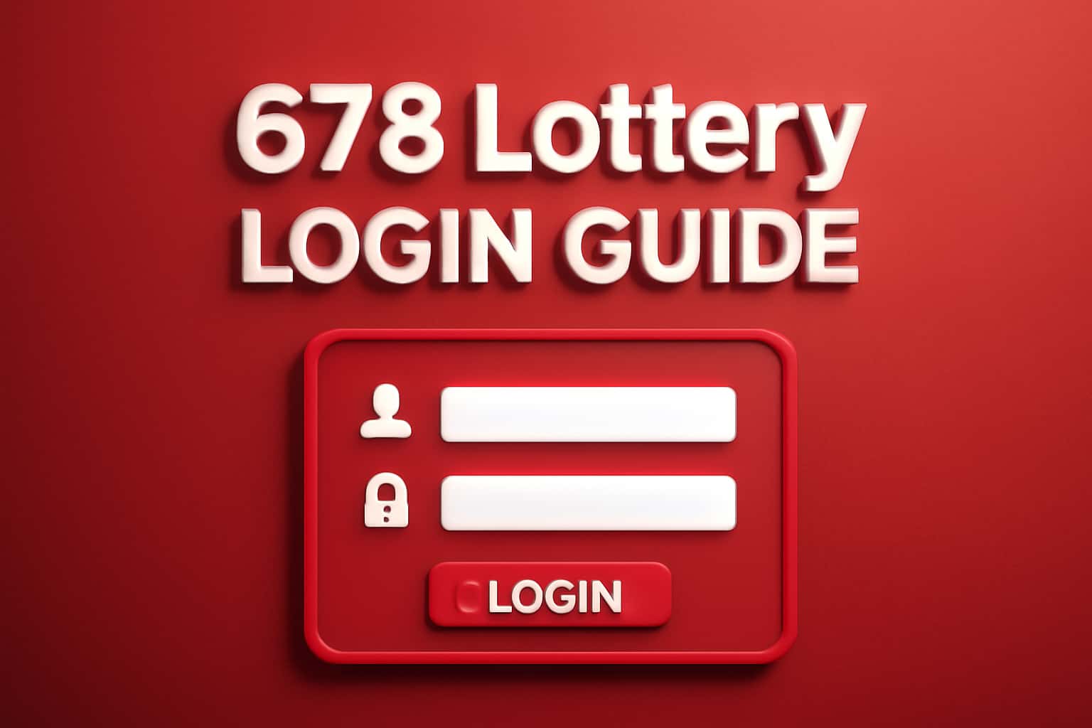 A visual representation of the 678 Lottery Login Guide with a red theme.