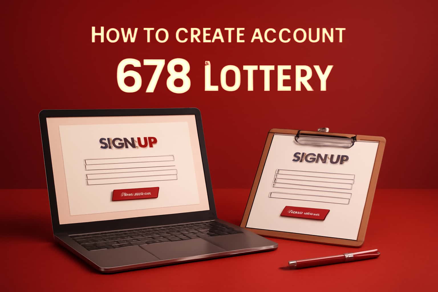 Visual representation of creating a 678 Lottery account process.