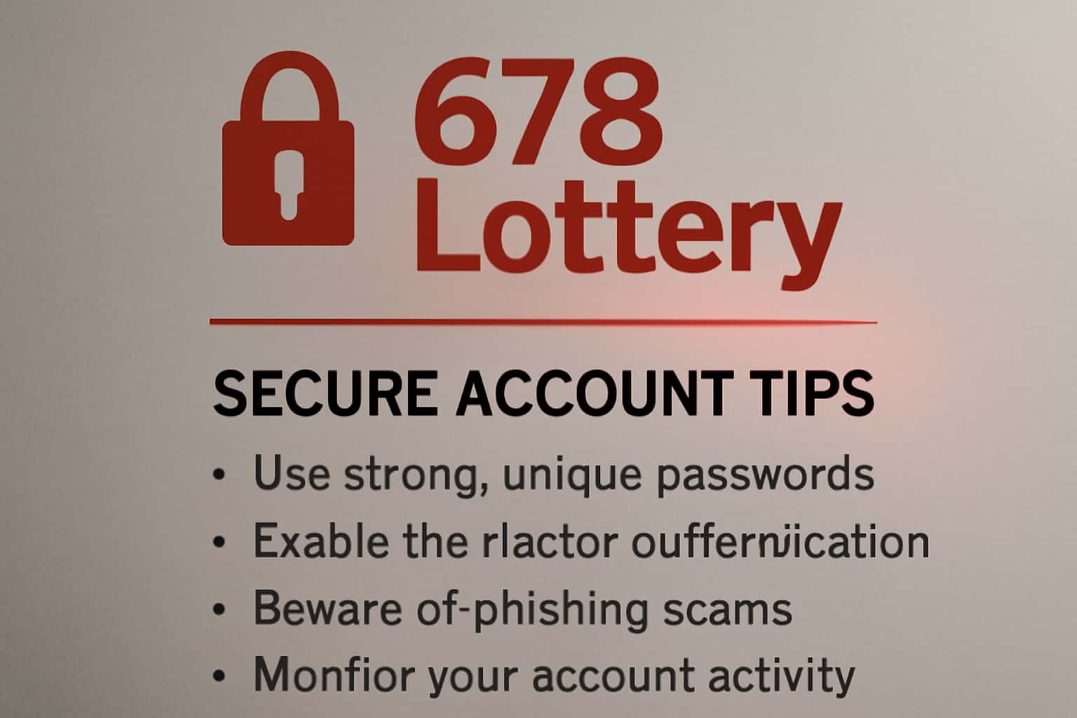 An informative scene depicting secure account tips for the 678 Lottery.
